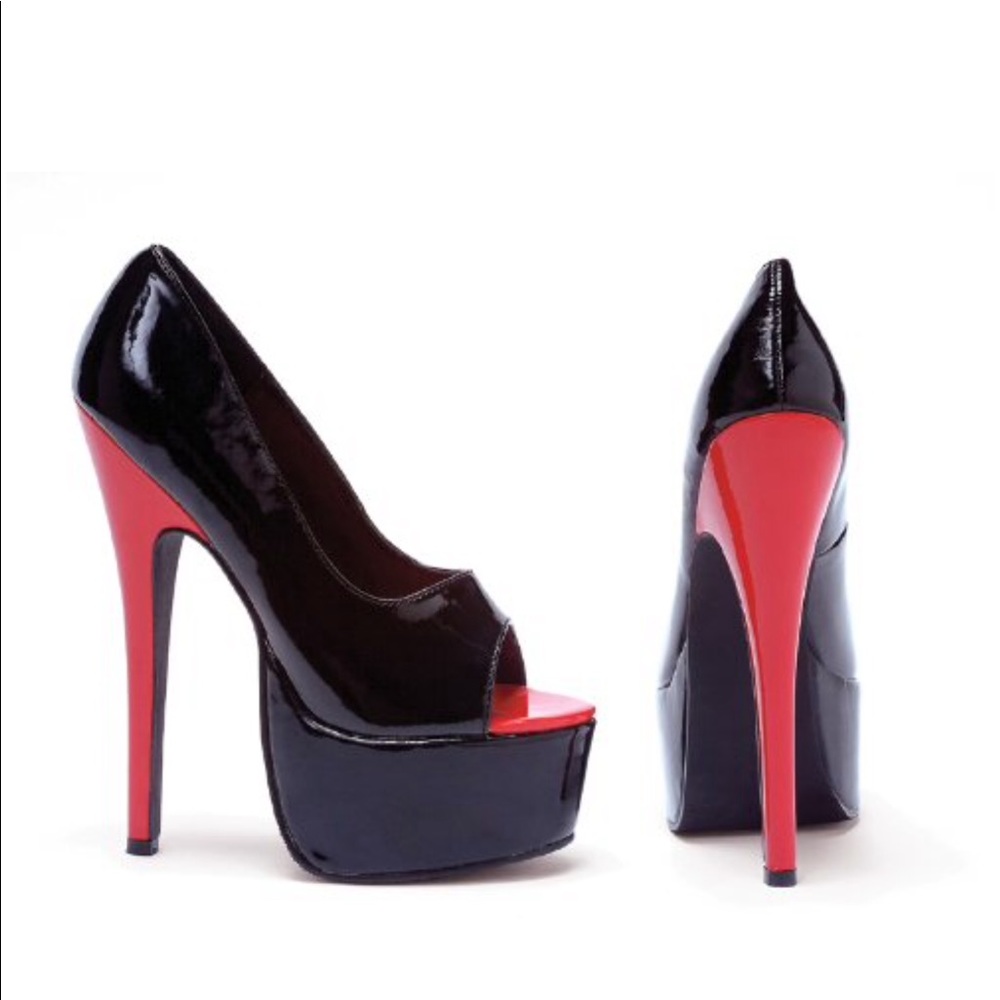 Ellie Vinyl Peep Toe Platform Heel, size 7, pin up